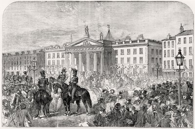 Sackville Street i Dublin under oprøret i 1847 af English School